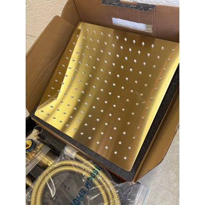 ESNBIA 12" Rain Shower Head System w Handheld Spray Combo - Gold, See Details