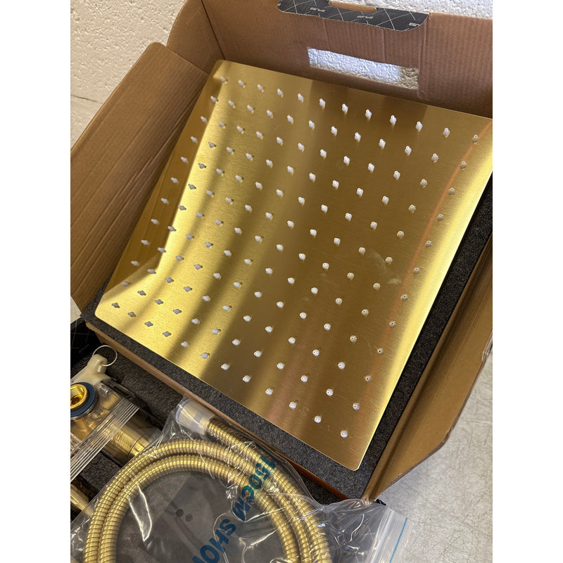 ESNBIA 12" Rain Shower Head System w Handheld Spray Combo - Gold, See Details