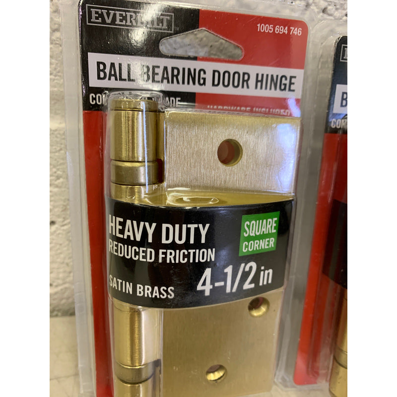 (PACK OF 2) Everbilt Ball Bearing Hinge Square Radius Satin Brass, Commercial