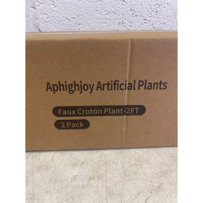 2-Pack Fake Plant Artificial Croton 23.6'' Tall Colorful Leaves Faux Croton Palm