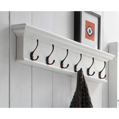 NovaSolo Halifax 6-Hook Coat Rack in Pure White, Modern & Sleek, 40" x 8" x 4"