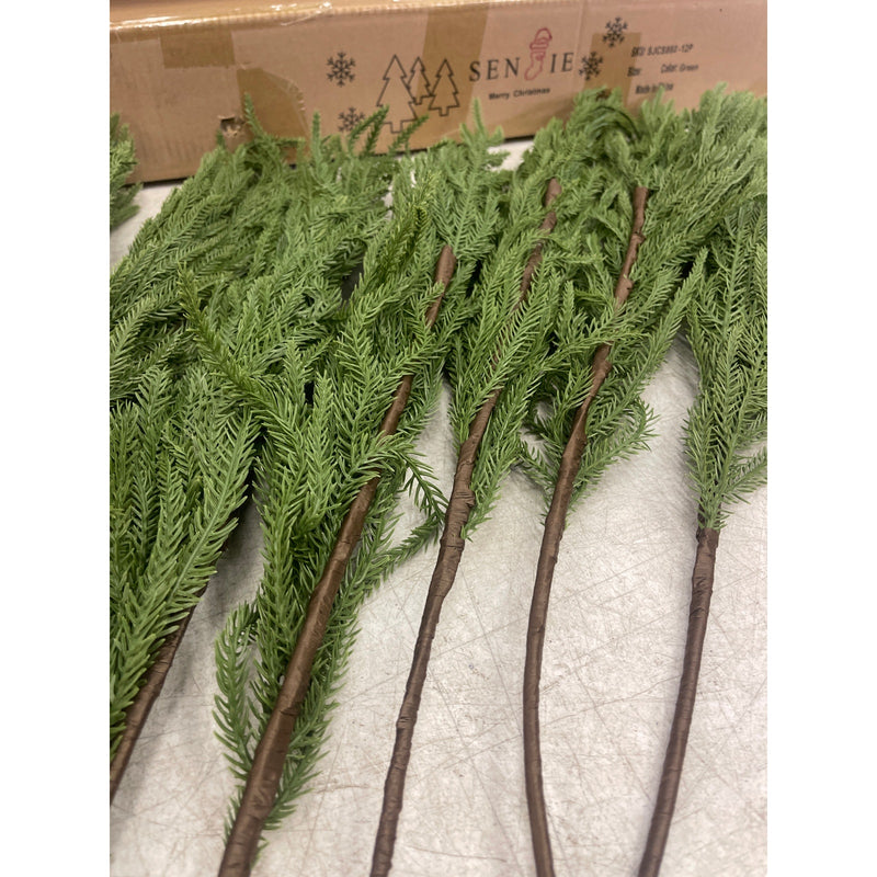 Ramas artificiales de pino Norfolk Senjie de 91 cm con tacto real, 12 unidades