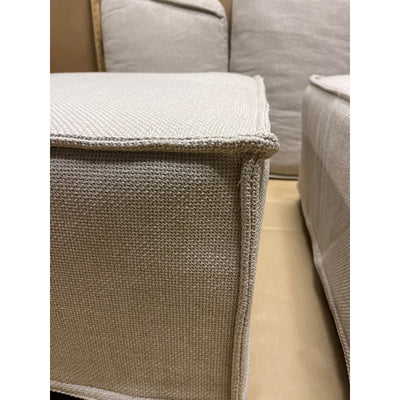 28 x 28 x 16" H Set-of-2 Ottomans w Legs, Living Room Furniture, Beige