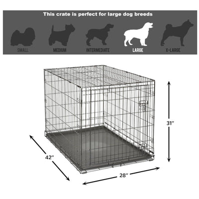 Single Door Dog Crate Leak-Proof Pan 42"L x 28"W x 31"H - Black