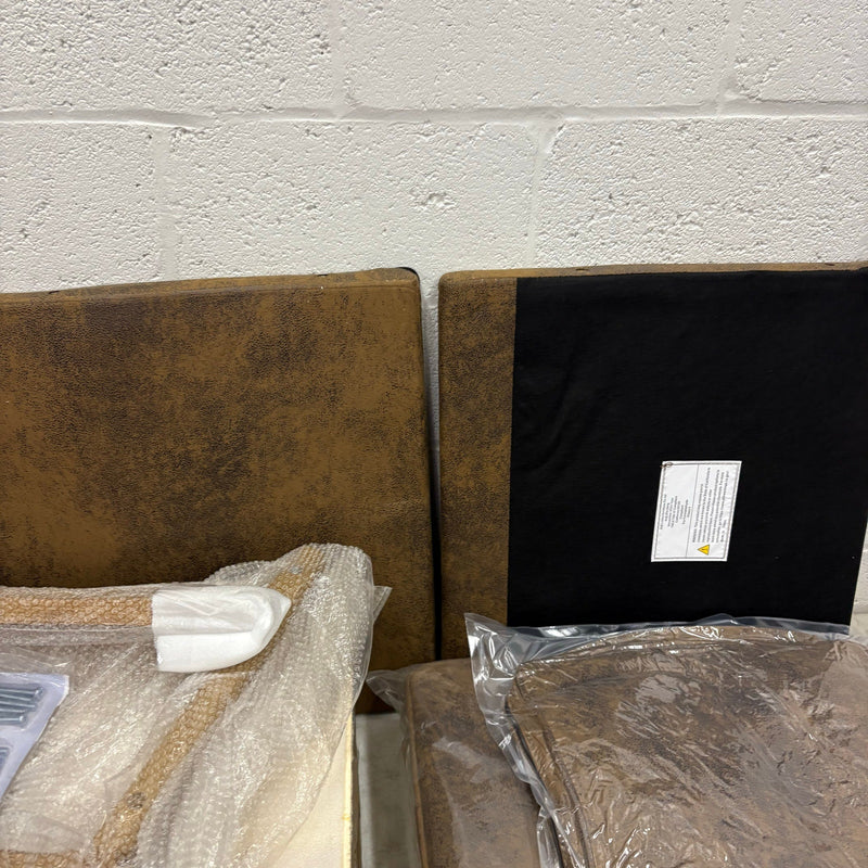 VINGLI Modern Accent Chair Brown Rubber Wood Frame & Lumbar Pillow - Brown