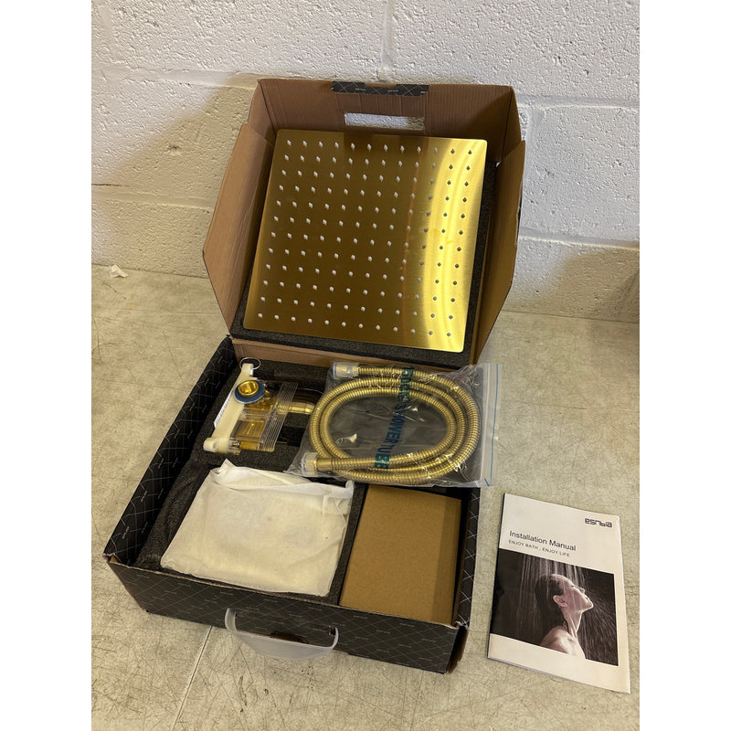 ESNBIA 12" Rain Shower Head System w Handheld Spray Combo - Gold, See Details