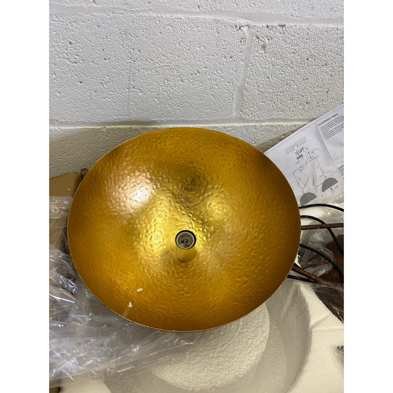 Detroit 34.25" 2-Light Dome Pendant Light Industrial Gold Hammered- Brown