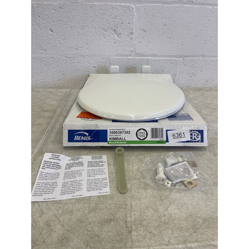 BEMIS Toilet Seat Kimball Round Soft Close Plastic Closed Front - White