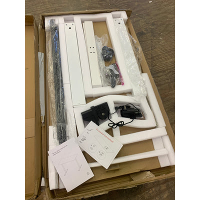 Flexispot Gaming/Office Standing Desk Brown w White Metal Frame QS1M-1160 SEE DETAIL