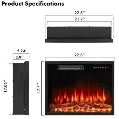 Waleaf 23-Inch Electric Fireplace Insert with LED Realistic Adjustable Flame