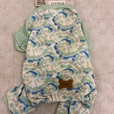 Koolaburra by UGG Pet 1-Piece Pajama Dog Shirt- 12-13" Collar, Aqua Swirl, Small