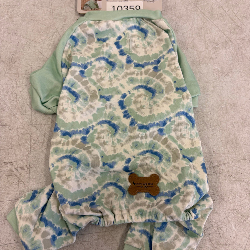 Koolaburra by UGG Pet 1-Piece Pajama Dog Shirt- 12-13" Collar, Aqua Swirl, Small