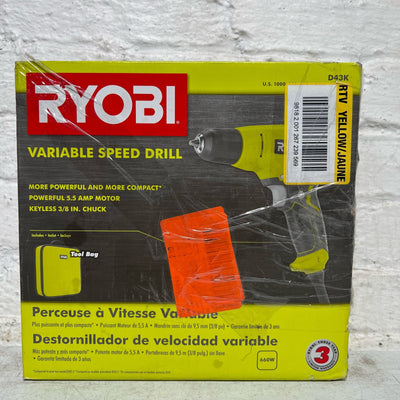 RYOBI Variable Speed Compact Drill/Driver w Bag, Corded Electric 5.5 Amp 3/8 in.