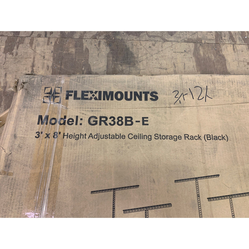 FLEXIMOUNTS 3ft x 8ft Overhead Garage Storage Rack, Adjustable, BLACK GR38B-E