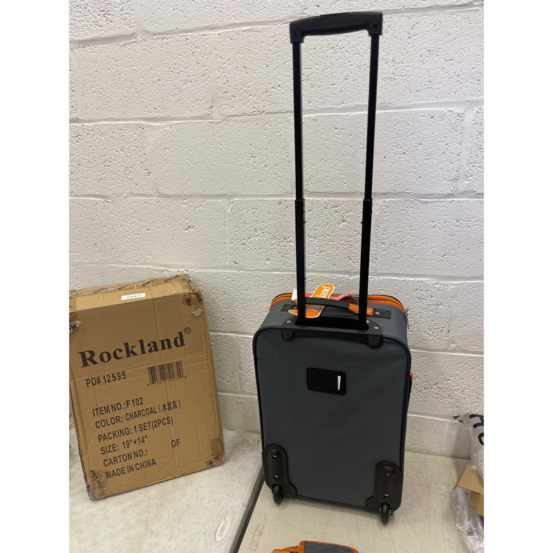 Rockland Fashion 2pc Softside Luggage Set with locking Zipper - Gray & Orange