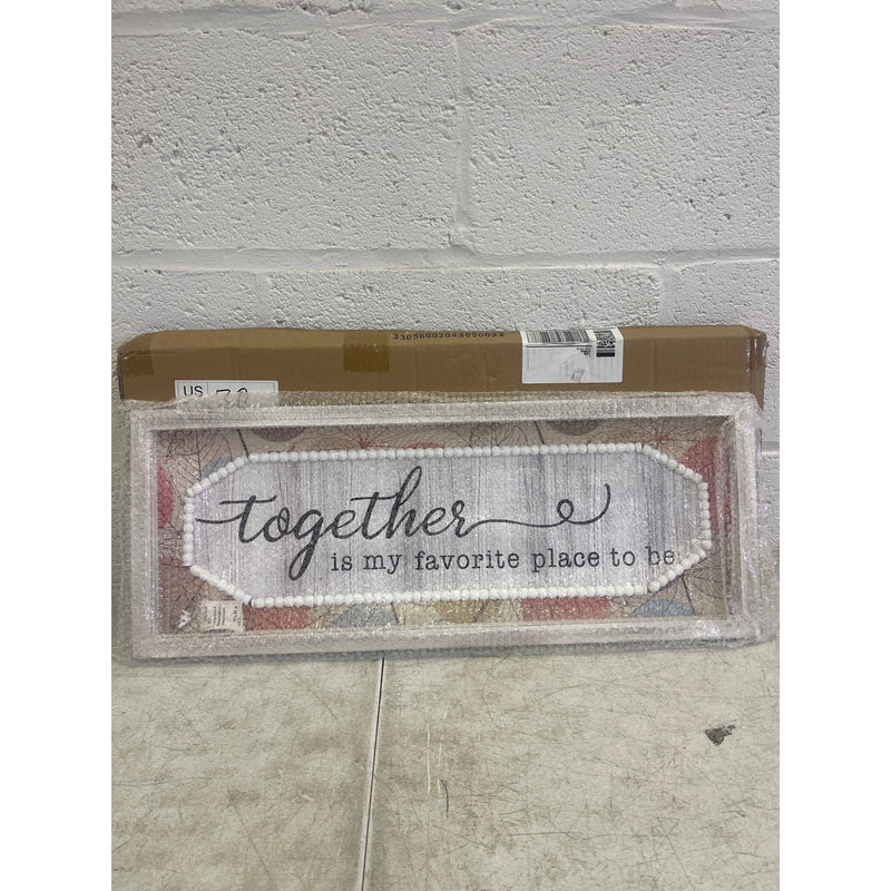 HAUCOZE Framed Wood Wall Art TOGETHER Ornament Hanging Sign 23.6inch
