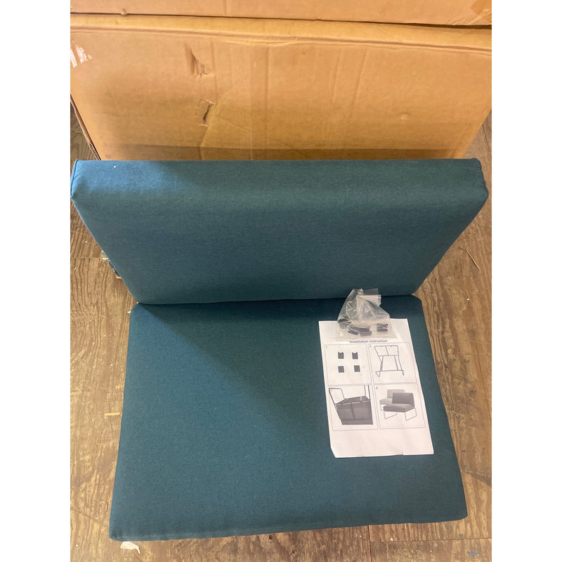 31 x 23 x 27 Inch Green Cushioned Modern Chairs with Black Metal Legs