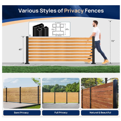 3 Pack 45" 3-Way Aluminum Fence Post, 1.8mm Thick Walls & 10mm Base - Black