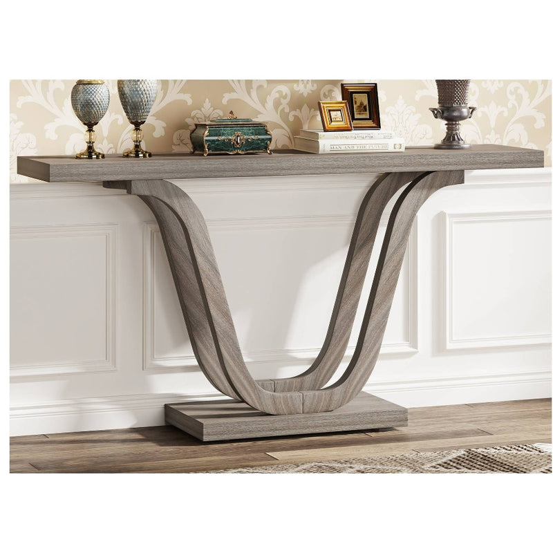 Tribesigns Farmhouse Console Table, 55 Inch Wood Sofa Table Hallway Table Gray
