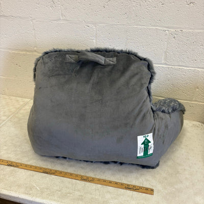 Faux Fur Plush Backrest Pillow, 35"W x 20"H, Reading Pillow Soft - Gray w Spots