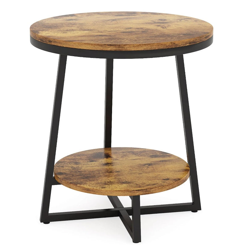 Tribesigns 2-Tier End Table, Round Accent Bedside Table with Storage Shelf