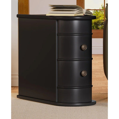 Tribesigns Wood End Table, Narrow Side Table Nightstand with 2 Drawers Black