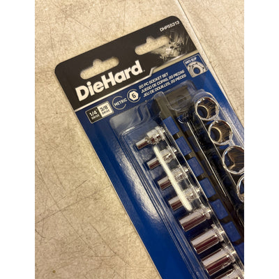 DieHard 1/4" & 3/8" Drive AntiSlip Socket Set Metric 20 Piece Hand Tool DHP55313
