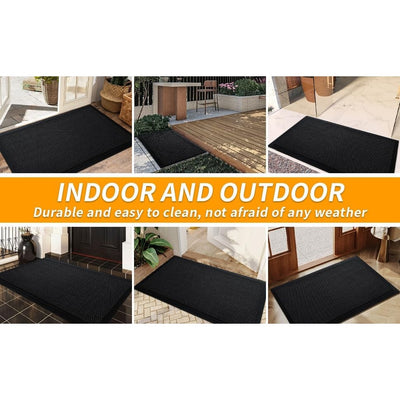 Mesh Doormat (35.4x23.6in) w/ Rubber Back: Anti-Slip, Indoor/Outdoor - Black