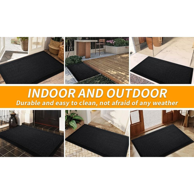 Mesh Doormat (35.4x23.6in) w/ Rubber Back: Anti-Slip, Indoor/Outdoor - Black