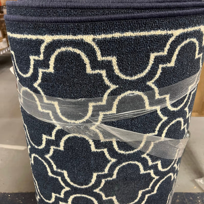 TrafficMaster 26" W x 70' L Runner Rug Trellis Navy Blue & White