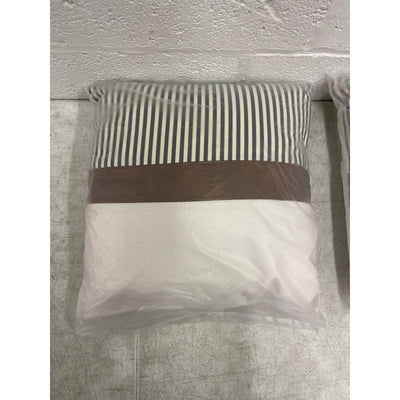 Set-of-2 16" x 16" x 5" Throw Pillow, Decorative Couch Pillows - Tan/Blue