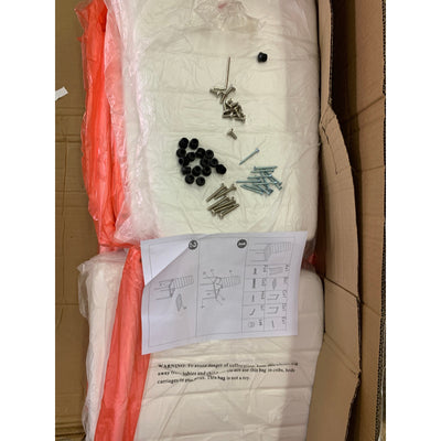 Set-of-4 Tryton Dining Chairs White Leather Stainless Steel Legs, Missing Hardware