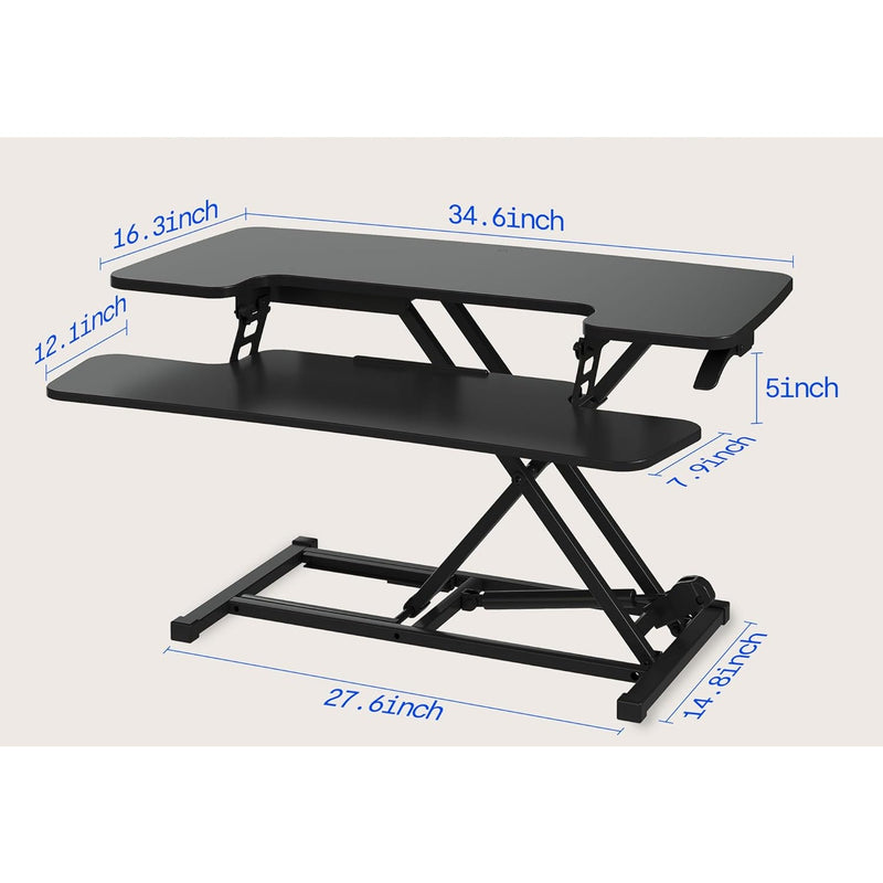 FLEXISPOT 35" Sit-Stand Desk Converter Adjustable Height w Keyboard Tray, READ