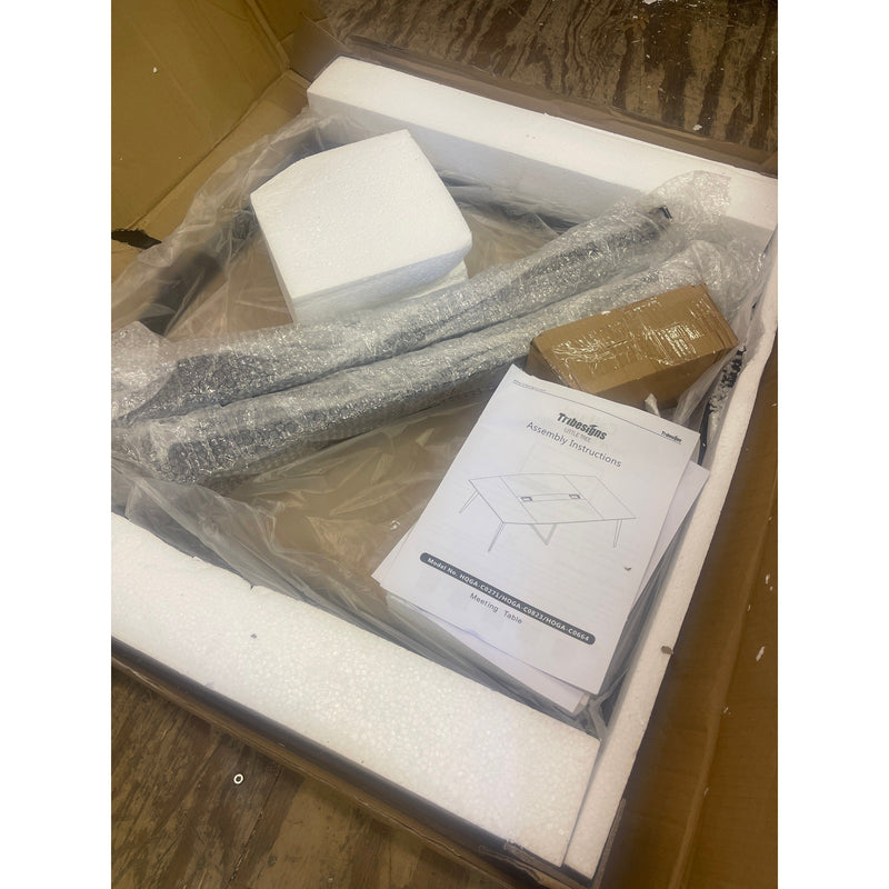 Tribesigns 8FT Conference Table, Modern Boat Shaped Meeting Table White & Black