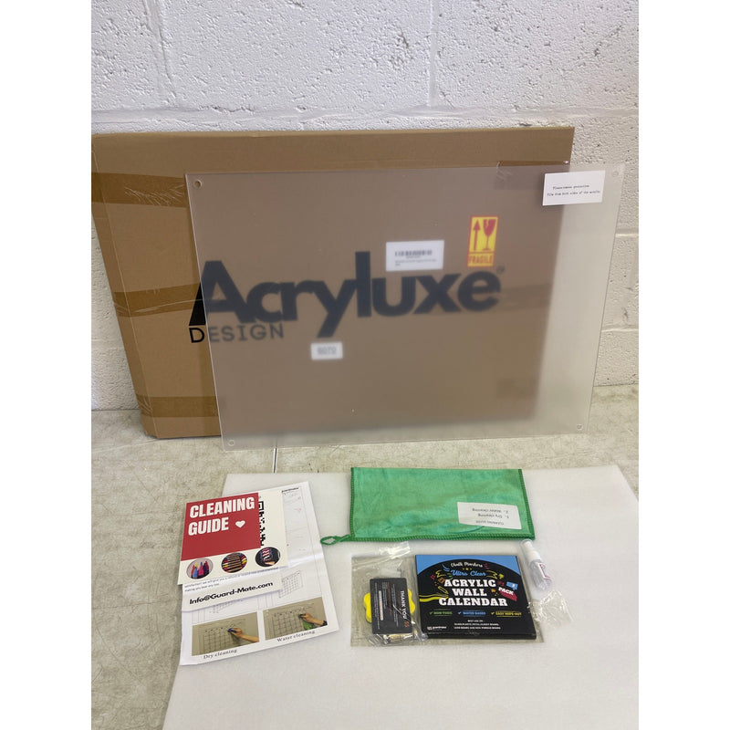 Guardmate Blank Acrylic Dry-Erase Board 28" x 20" Clear, Wall-Mount with Markers