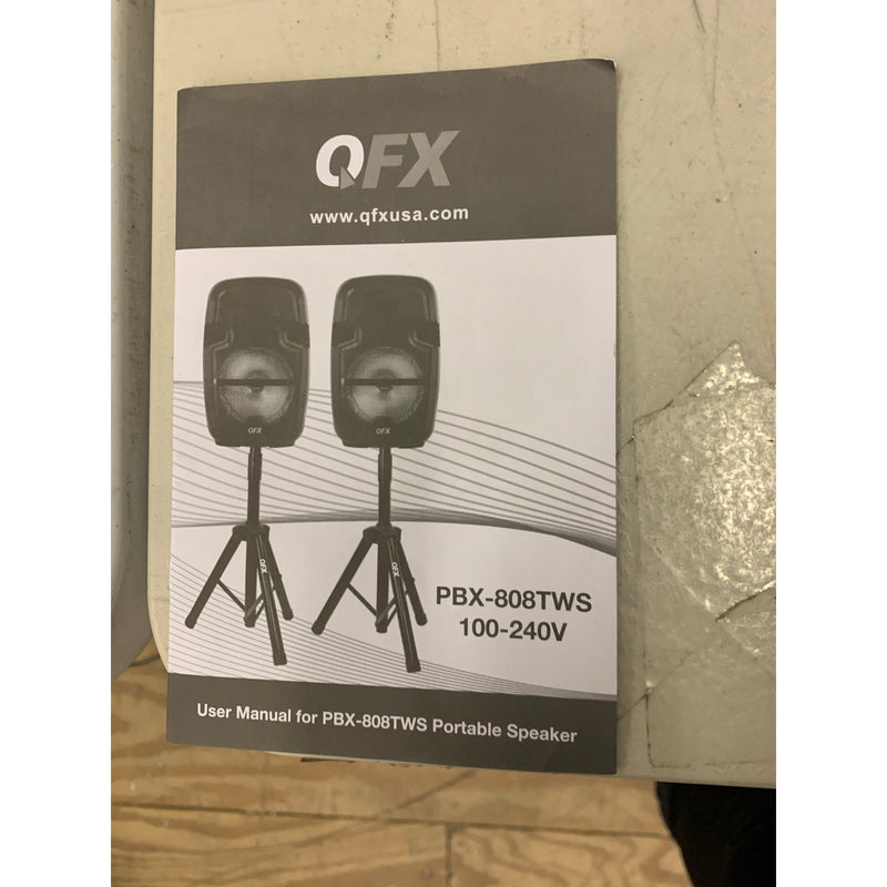 Set-of-2 QFX Portable Bluetooth Speakers with Stands, 8" Subs, NO CORDS