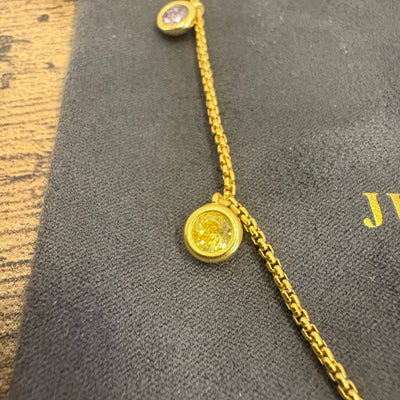 Julie Vos Rainbow Delicate Charm Necklace, 24K Gold Plated, Adjustable Pink Dawn