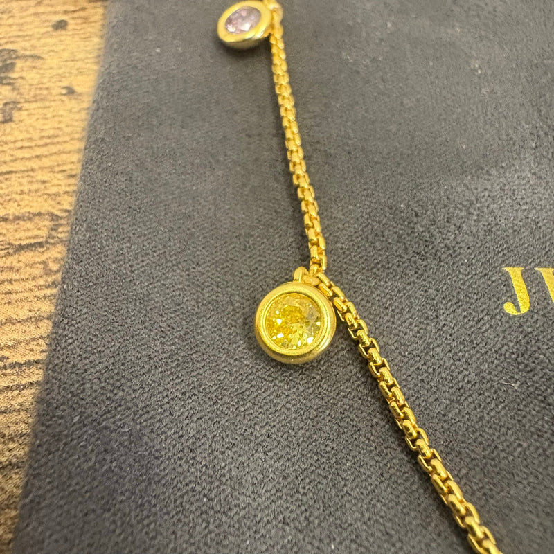 Julie Vos Rainbow Delicate Charm Necklace, 24K Gold Plated, Adjustable Pink Dawn