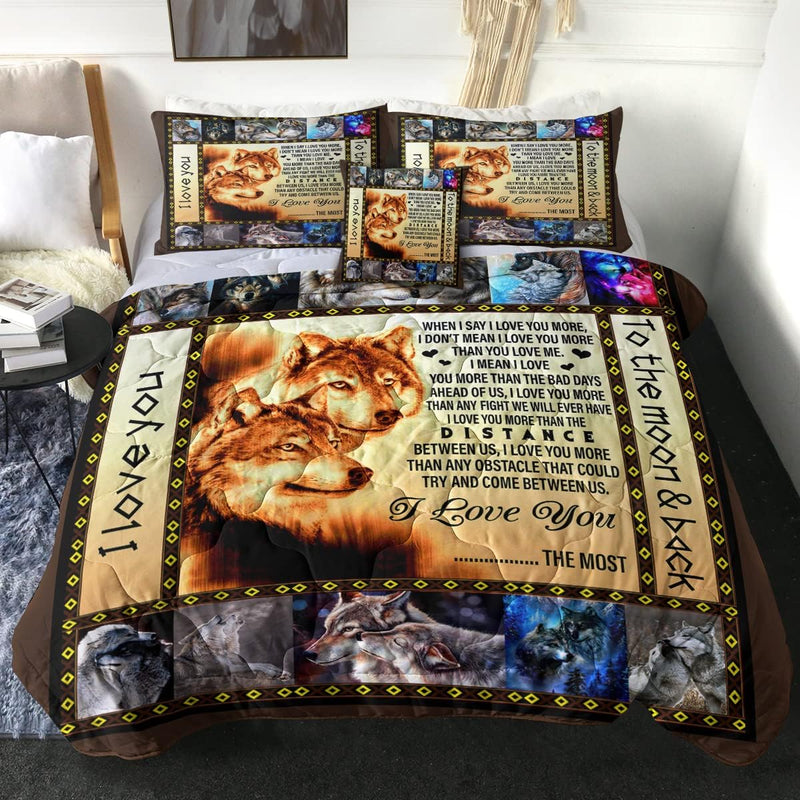 Sleepwish Wolf Love Comforter Set Personalized Letter Gold Comforter 4-Pc QUEEN