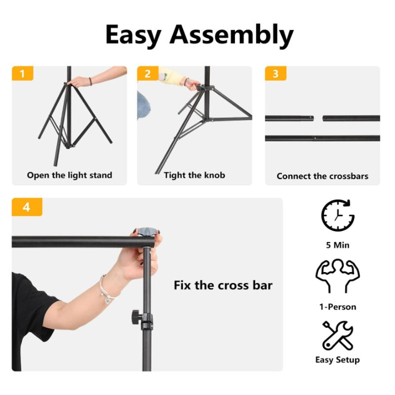 ShowMaven Background Stand 8.5ft H x 10ft W Adjustable Photo Backdrop Stand
