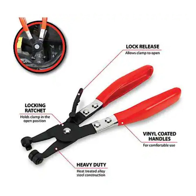 Performance Tool Locking Ratchet Hose Clamp Pliers for Tight Spaces - W80654