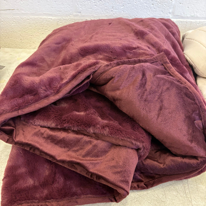 Mix-of-4 Blankets Plush & Soft Throws, Quilted Striped Plaid, Black, Red, Tan