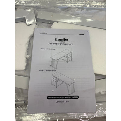 Tribesigns Industrial Computer Desk, 59" Desk with Reversible 3-Drawer Cabinet