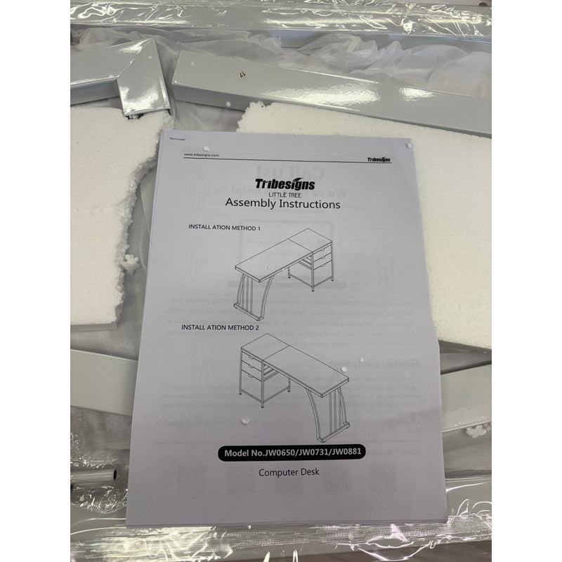 Tribesigns Industrial Computer Desk, 59" Desk with Reversible 3-Drawer Cabinet