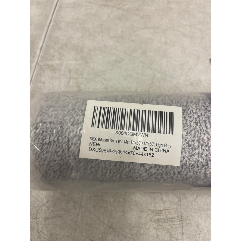 Set-of-2 DEXI Kitchen Rugs and Floor Mats Non Slip Washable 17"x30"+17"x60" Grey