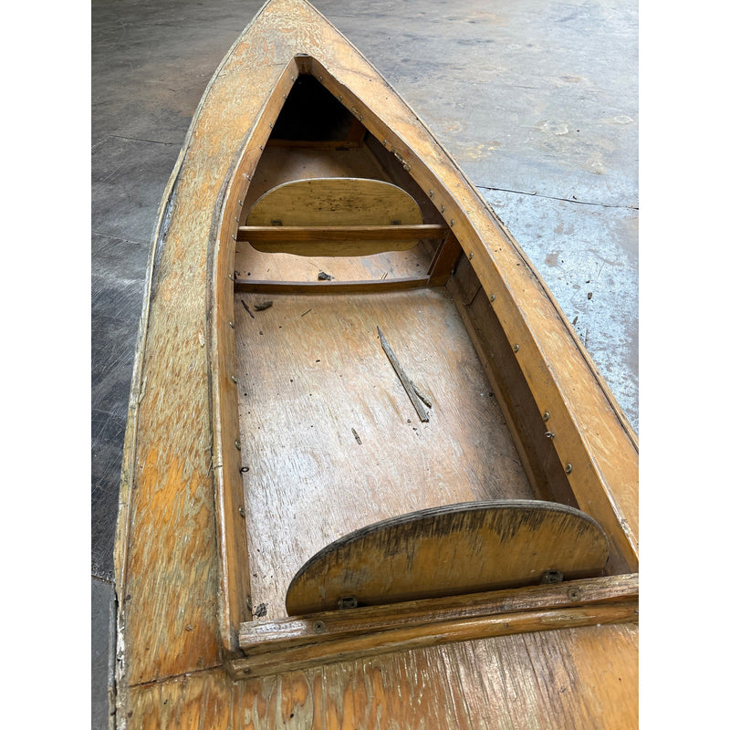 16 Foot Wooden Canoe - 2 Person Capacity, Fishing, Kayaking - Tan / White