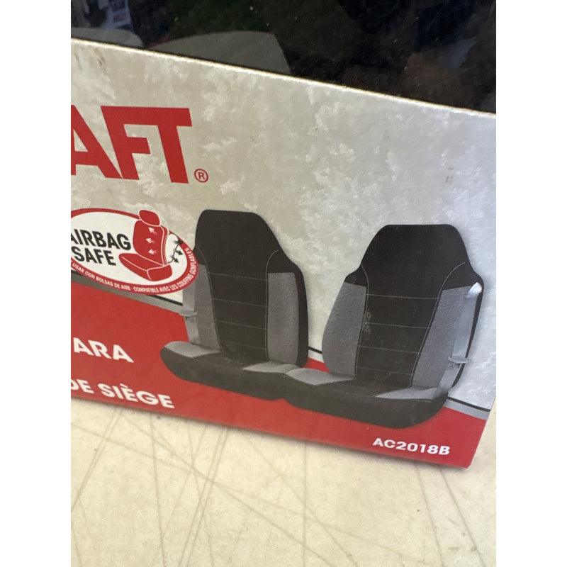 2-Pack AutoCraft Car/SUV Seat Cover Universal Bucket Seat Breathable- Black/Gray