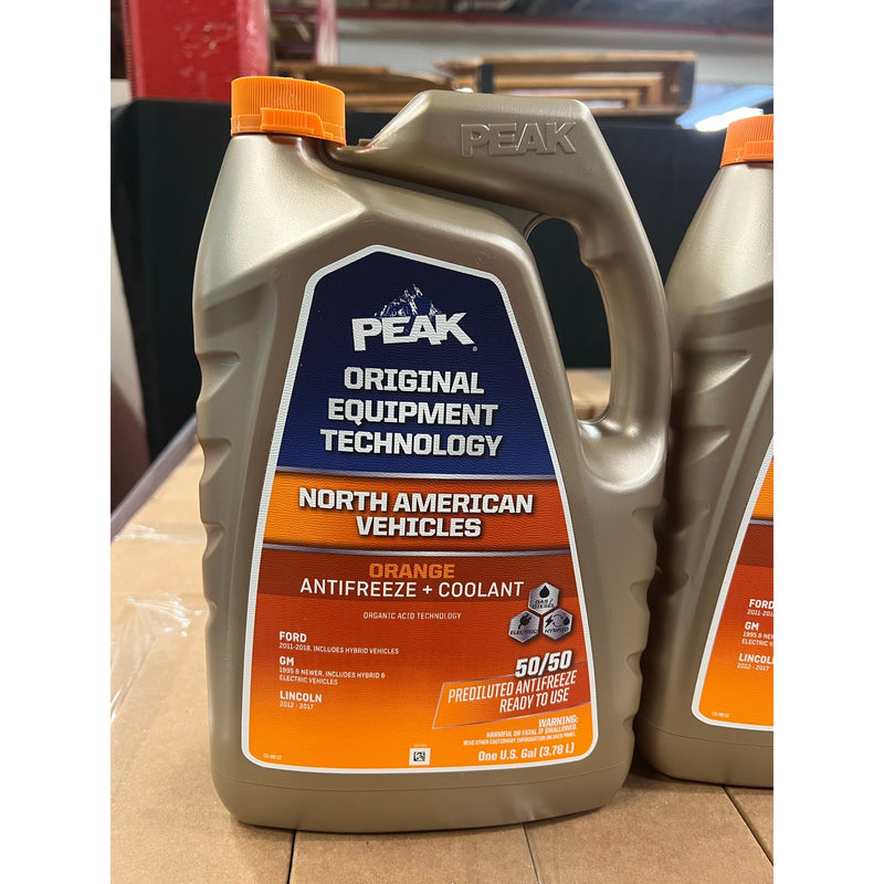 Anticongelante de tecnología de equipo original PEAK de 1 galón para vehículos norteamericanos, color naranja