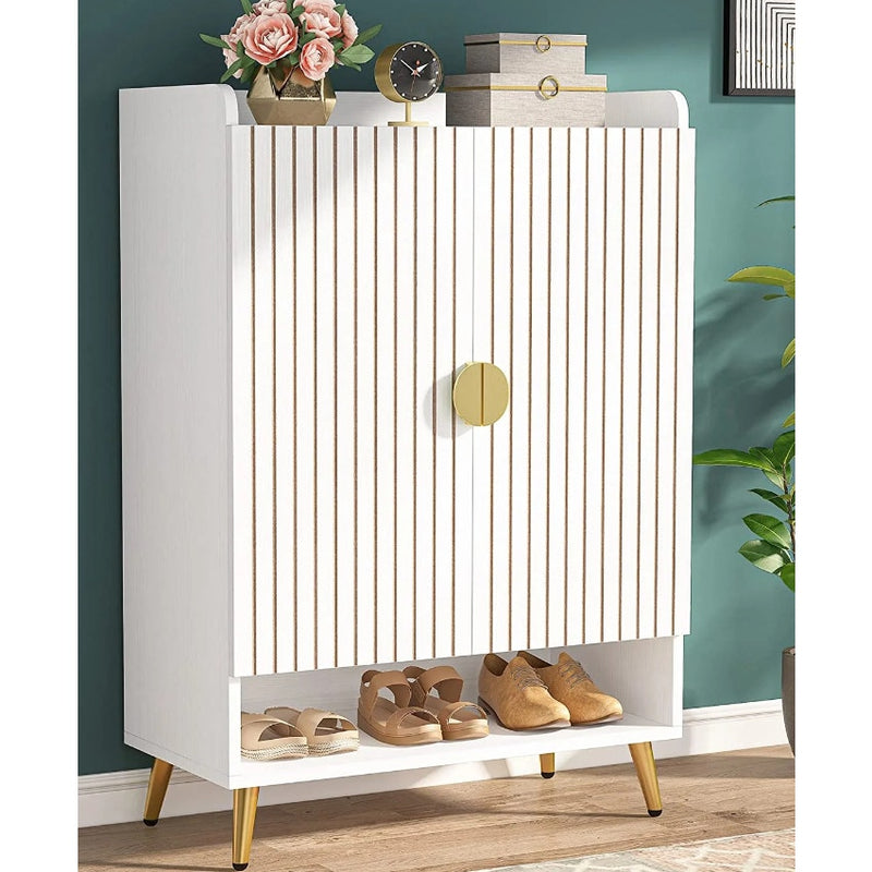 Tribesigns - 7-Tier Shoe Cabinet, Adjustable Shoe Storage Organizer w 2 Doors