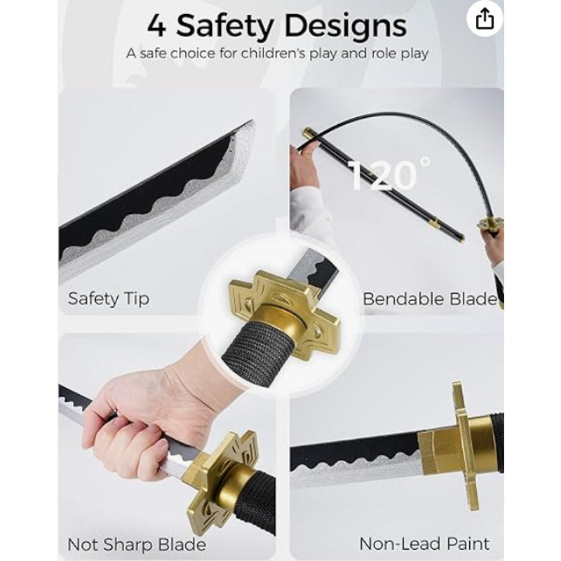 One Piece Yubashiri Sword 41" Toy Katana Replica w Holster Belt & Display Stand